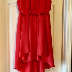 Women’s Strapless Hot Pink High Low Dress